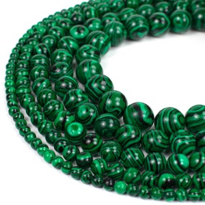 Malachite Beads, Full 15.5&quot; Strand Synthetic Round Wholesale 4mm 6mm 8mm 10mm 12mm