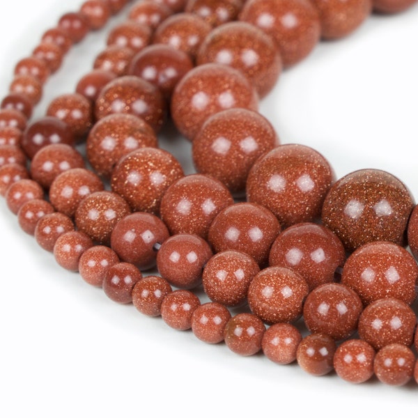 Goldstone Beads Round Sandstone 15" Strand Natural Wholesale Loose 4mm 6mm 8mm 10mm 12mm Mala