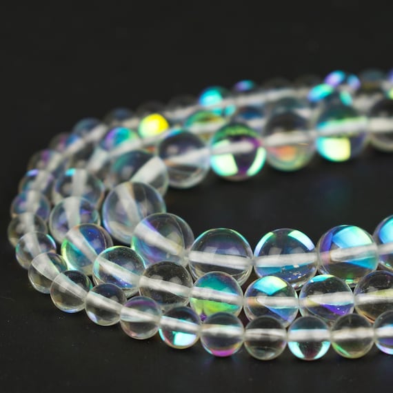Matte Mystic Aura Round Beads 15 Strand Frosted Mermaid Glass Jewelry  Making