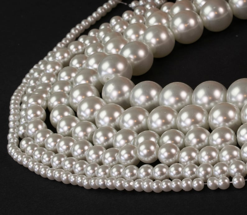 White Ivory Glass Pearl Beads 4mm 6mm 8mm 10mm 12mm 14mm Round 16 Full Strand Wholesale Gemstones image 1