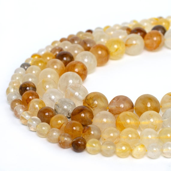 Natural Golden Healer Quartz Beads 6mm 8mm 10mm 12mm Round 15" Strand Gemstone Smooth Stone For Jewelry Making Wholesale DIY Mala