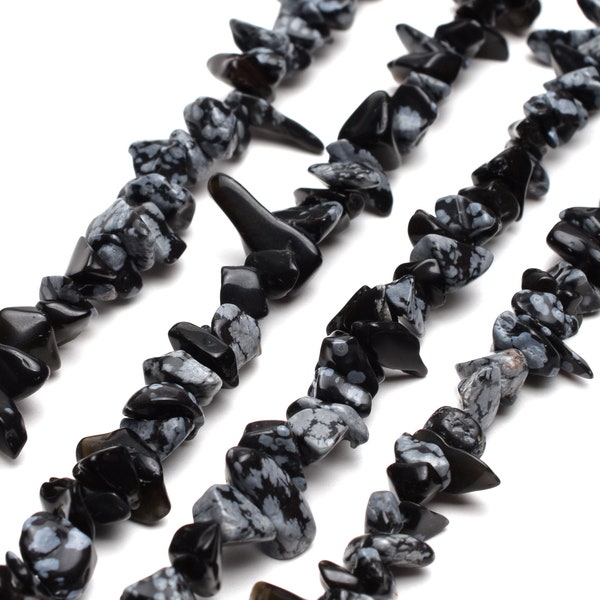 Natural Snowflake Obsidian Chip Beads Approx 5-8mm 32" Strand Crystal Tiny Gemstone For Jewelry Making Irregular Nugget