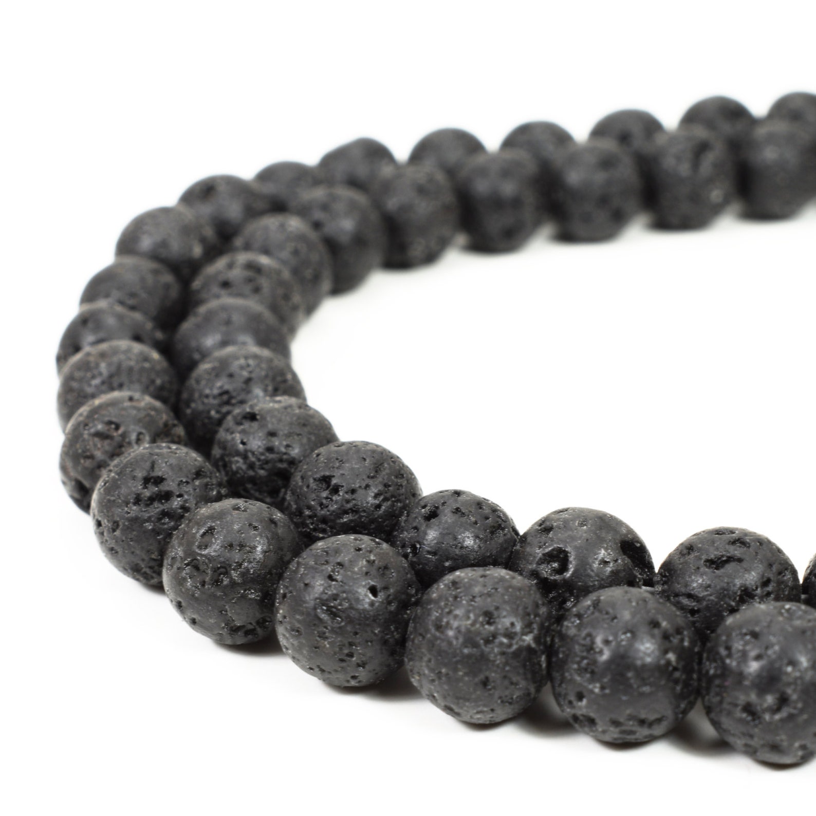 Natural Lava Beads Full Strand 15.5 inch Round Black Etsy