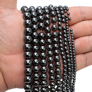 Hematite Beads 4mm 6mm 8mm 10mm 12mm Non-magnetic Loose Gemstone Round 15.5 Full Strand Wholesale image 2