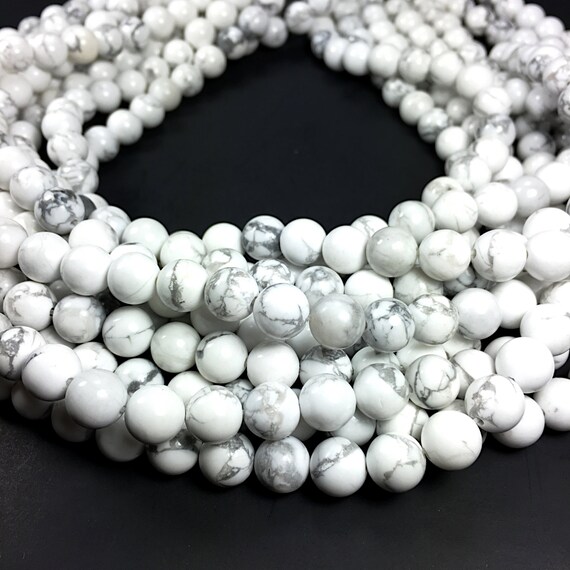 Natural White Howlite Stone Round Loose Beads Jewelry Big Hole 6mm 8mm 10mm 12mm 