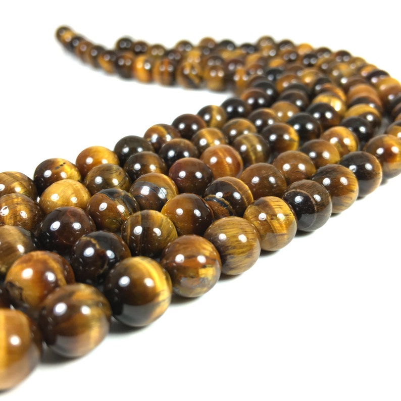 Natural Tiger Eye Beads 4mm 6mm 8mm 10mm 12mm Wholesale Round Gemstone 15.5 Full Strand mala stones image 3