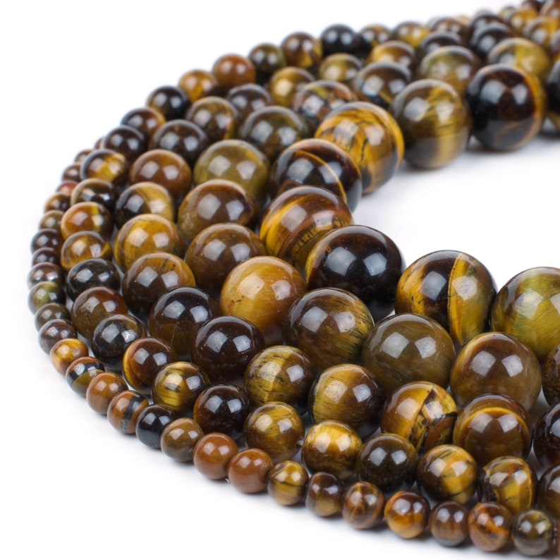 Natural Tiger Eye Beads 4mm 6mm 8mm 10mm 12mm Wholesale Round Gemstone 15.5 Full Strand mala stones image 1