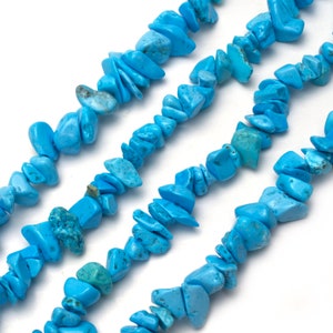Blue Turquoise Howlite Chip Beads 5-8mm 32" Strand Crystal Gemstone Tiny For Jewelry Making Irregular Nugget