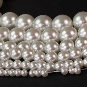 White Ivory Glass Pearl Beads 4mm 6mm 8mm 10mm 12mm 14mm Round 16 Full Strand Wholesale Gemstones image 2