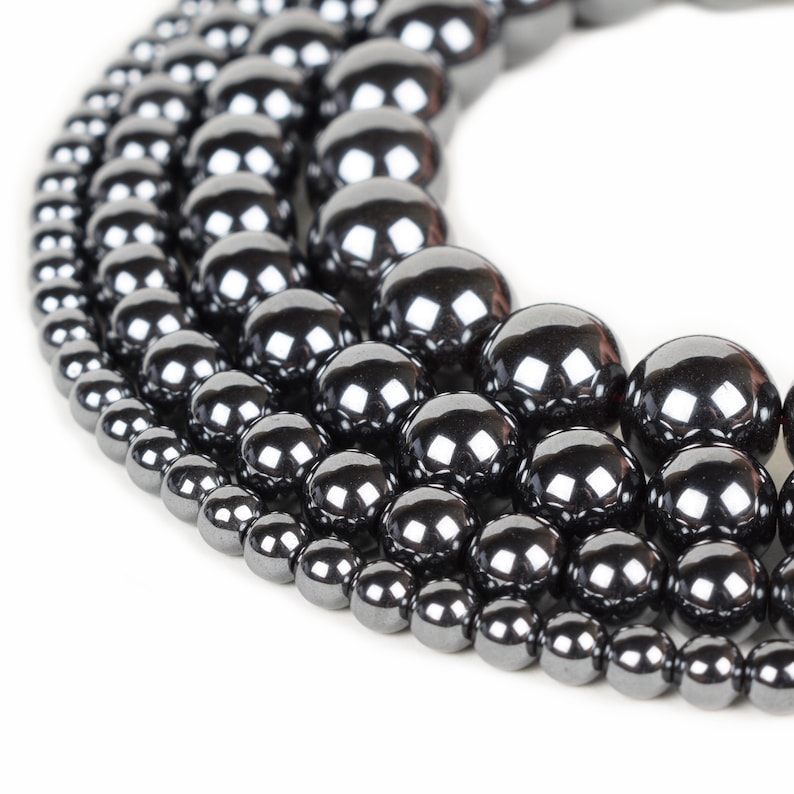 Hematite Beads 4mm 6mm 8mm 10mm 12mm Non-magnetic Loose Gemstone Round 15.5 Full Strand Wholesale image 1