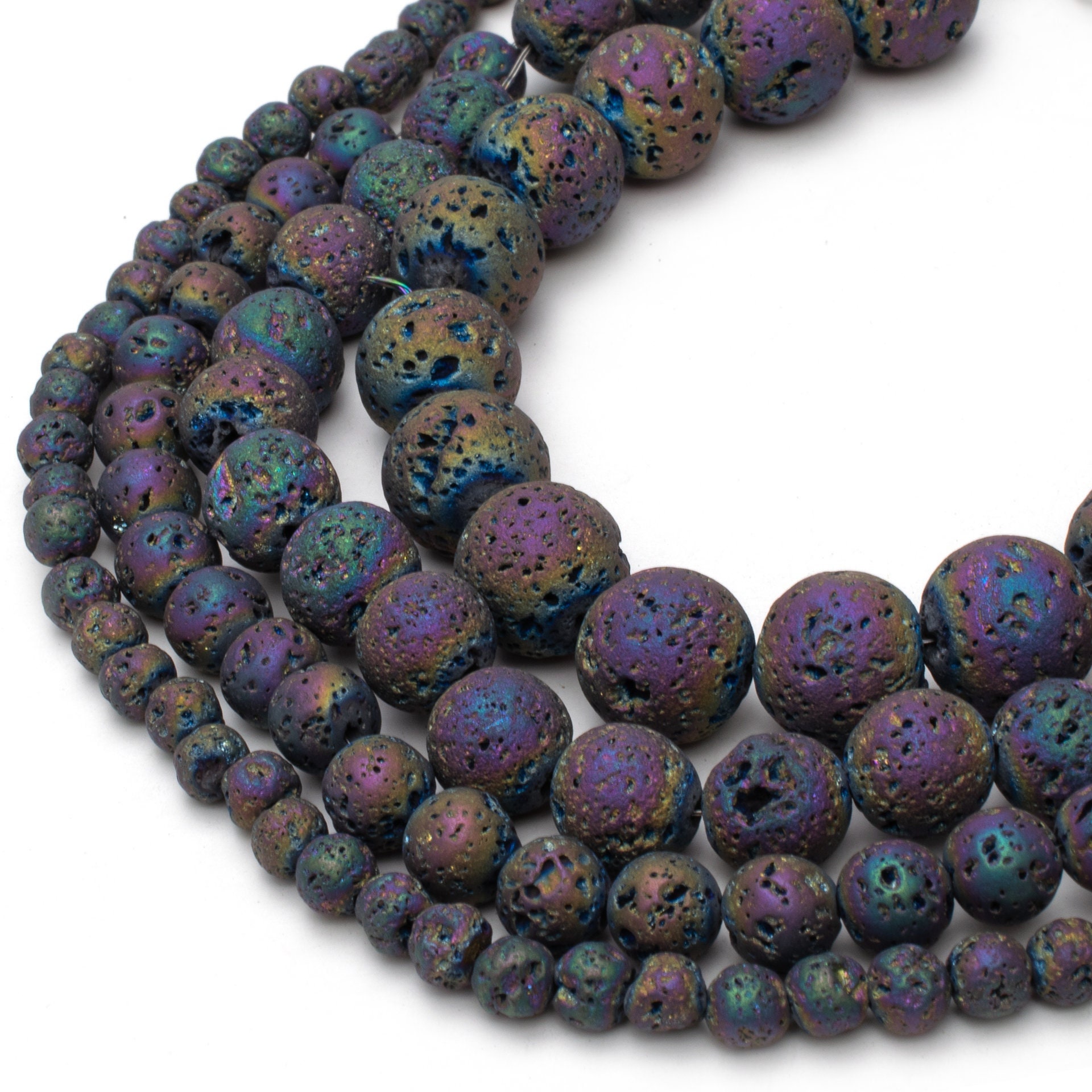 Lava Rock Beads, Purple, 4mm Round - Golden Age Beads
