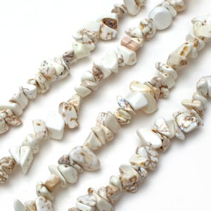 Turquoise Howlite Chip Beads – 32" Endless Strand, Stone Beads, Hole Size ~1mm, Shade Varies (1 Piece)