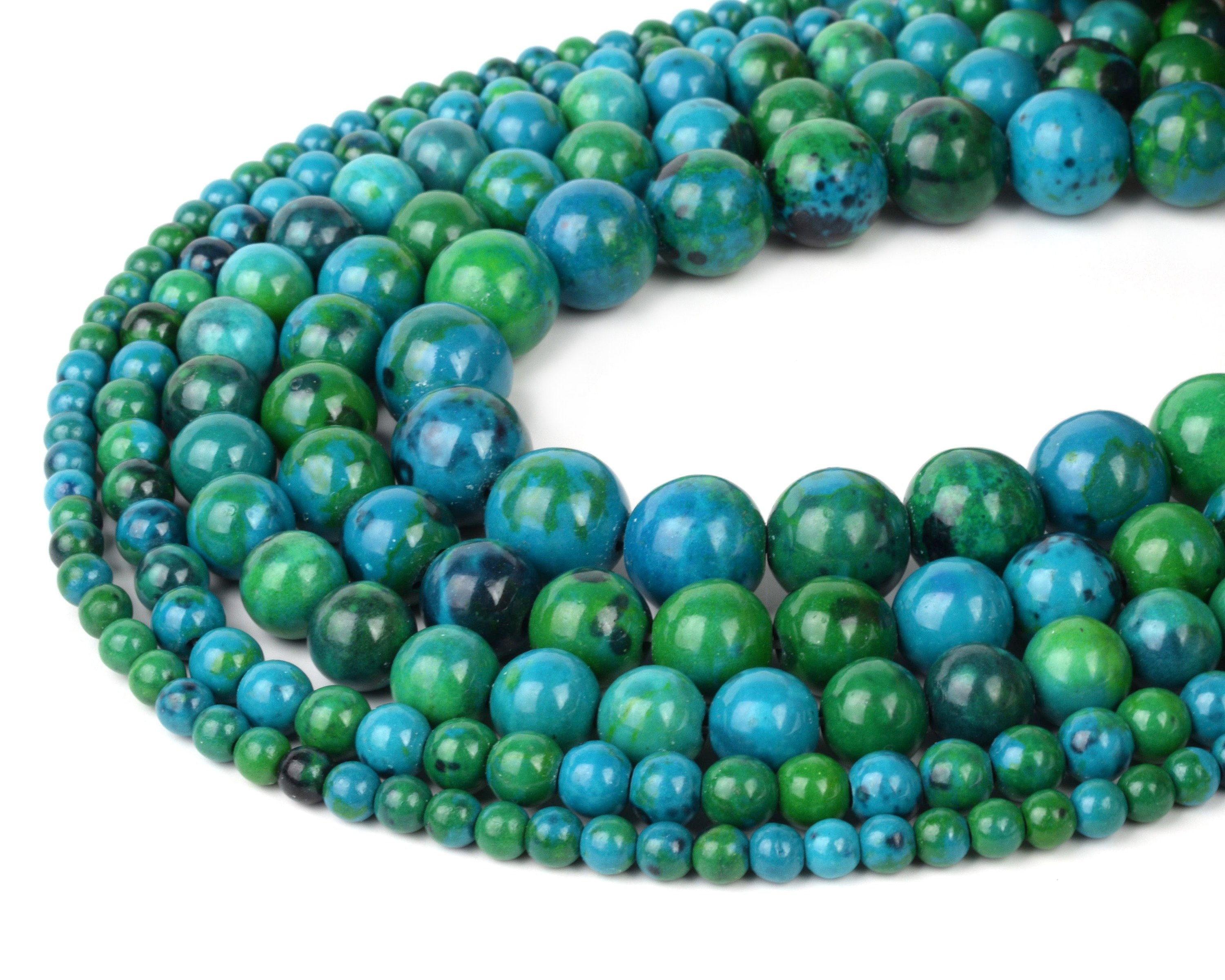 8mm Green Round Chrysocolla Loose Beads for Jewelry Making Strand 15" 