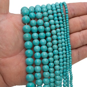 Turquoise Howlite Stone Beads 4mm 6mm 8mm 10mm, 15.5 Full Strand, Wholesale image 2