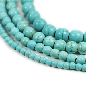 Turquoise Howlite Stone Beads 4mm 6mm 8mm 10mm, 15.5" Full Strand, Wholesale