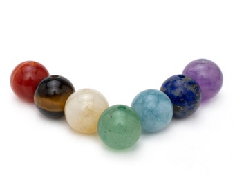 Chakra naturale 7 perline di cristallo / Pietre preziose rotonde Set di pietre curative Yoga / 4mm 6mm 8mm 10mm 12mm Mala Branello allentato per creazione di braccialetti di gioielli