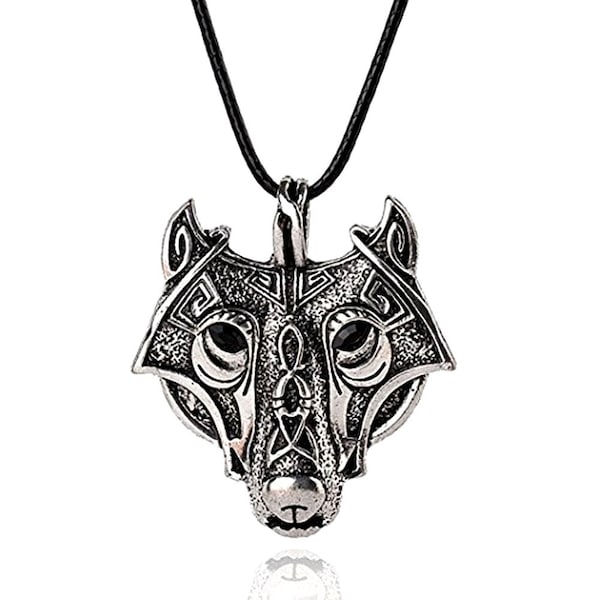 Vikings Norse  Wolf,Magic Amulet Necklace.Wolf head,Wild Men Jewelry,Animal Original necklace