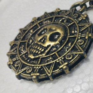 26 Aztec Coin Necklace Pirates of the Caribbean Jewelry, Pirate Skull Hot Necklace image 2