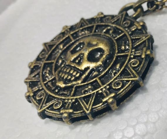 Cheap Pirates of The Caribbean Necklace Jack Sparrow Aztec Coin Medallion  Vintage Gold Bronze Silver Pendant Necklace | Joom