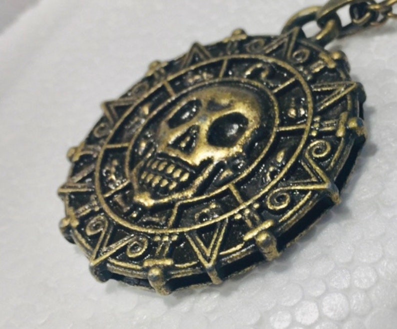 26 Aztec Coin Necklace Pirates of the Caribbean Jewelry, Pirate Skull Hot Necklace image 2