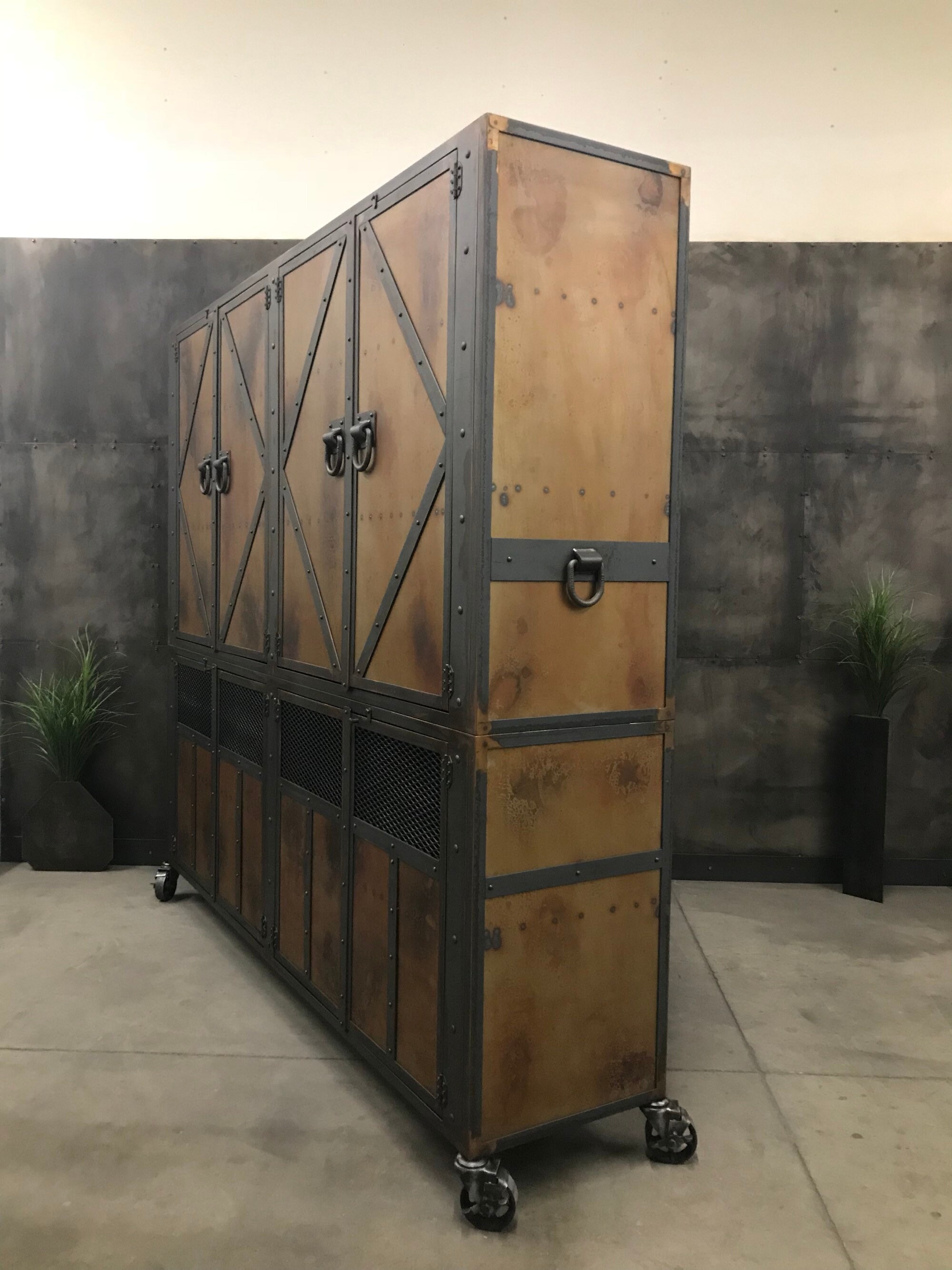 Giant Torched Steel Locker Lawyers Industrial Display And Book Closet