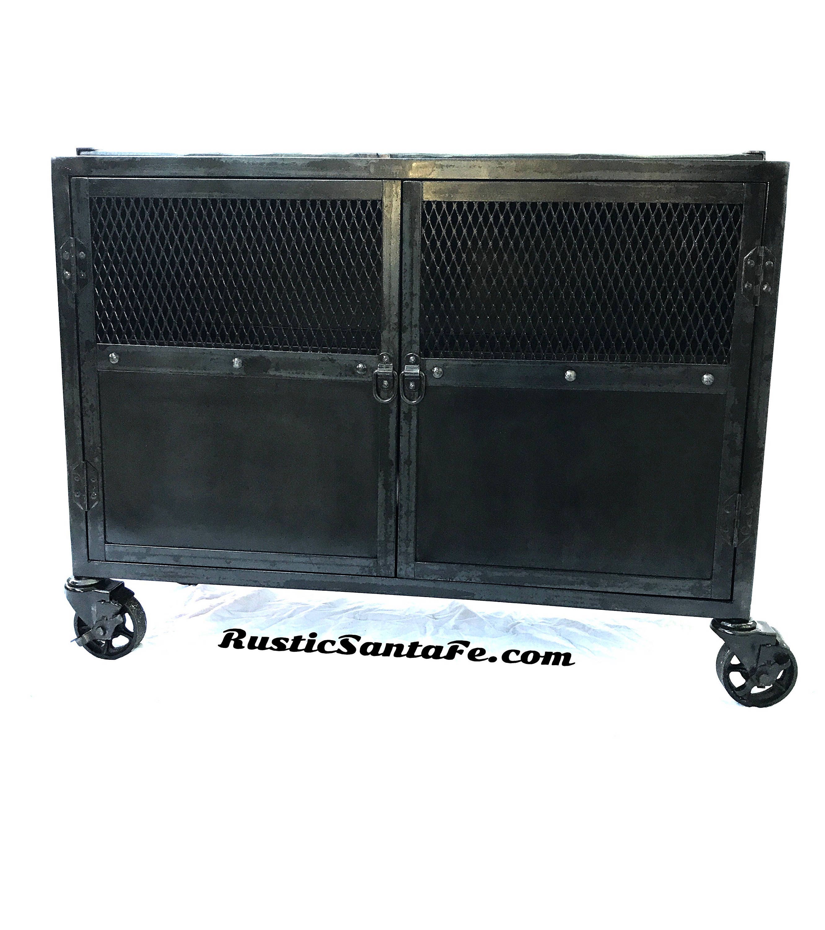 Black Industrial Steel Cabinet Metal Tv Stand Media Cabinet Liquor