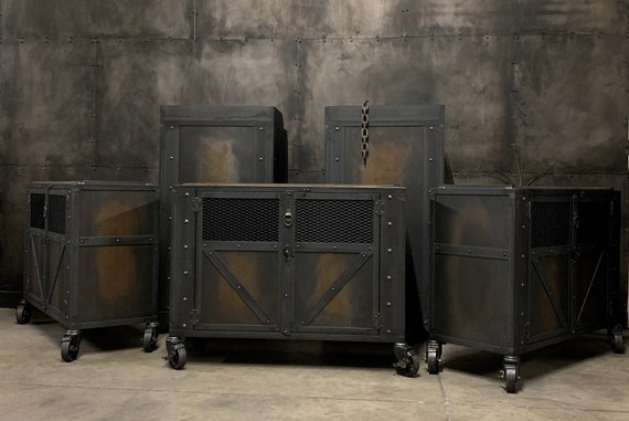 Custom Industrial Rolling Liquor Cabinet Steampunk Locker Etsy