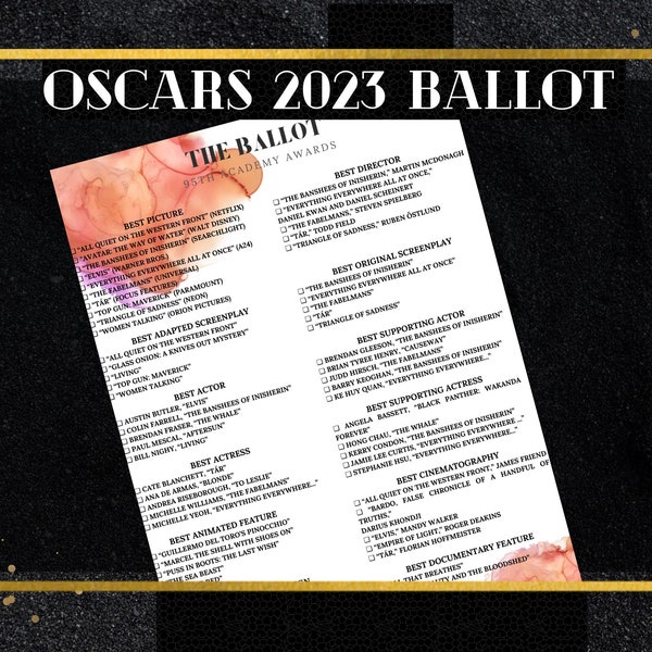 Oscar Party Ballot Etsy