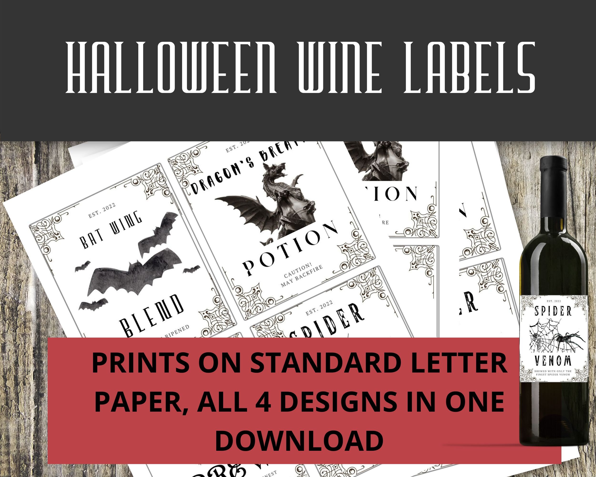 HALLOWEEN WINE Labels/halloween Party/party Favors/spooky Drinks - Etsy