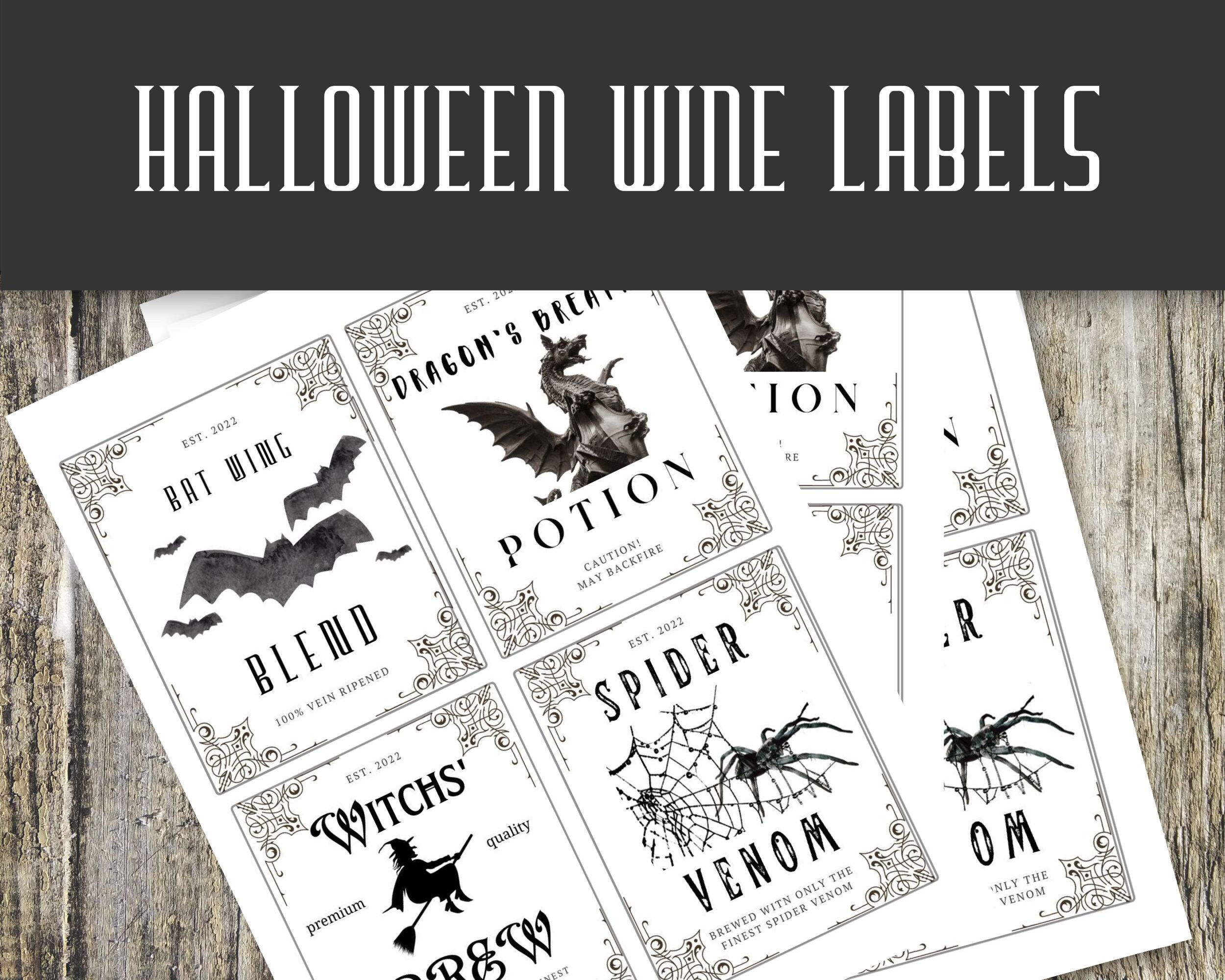 HALLOWEEN WINE Labels/halloween Party/party Favors/spooky Drinks - Etsy