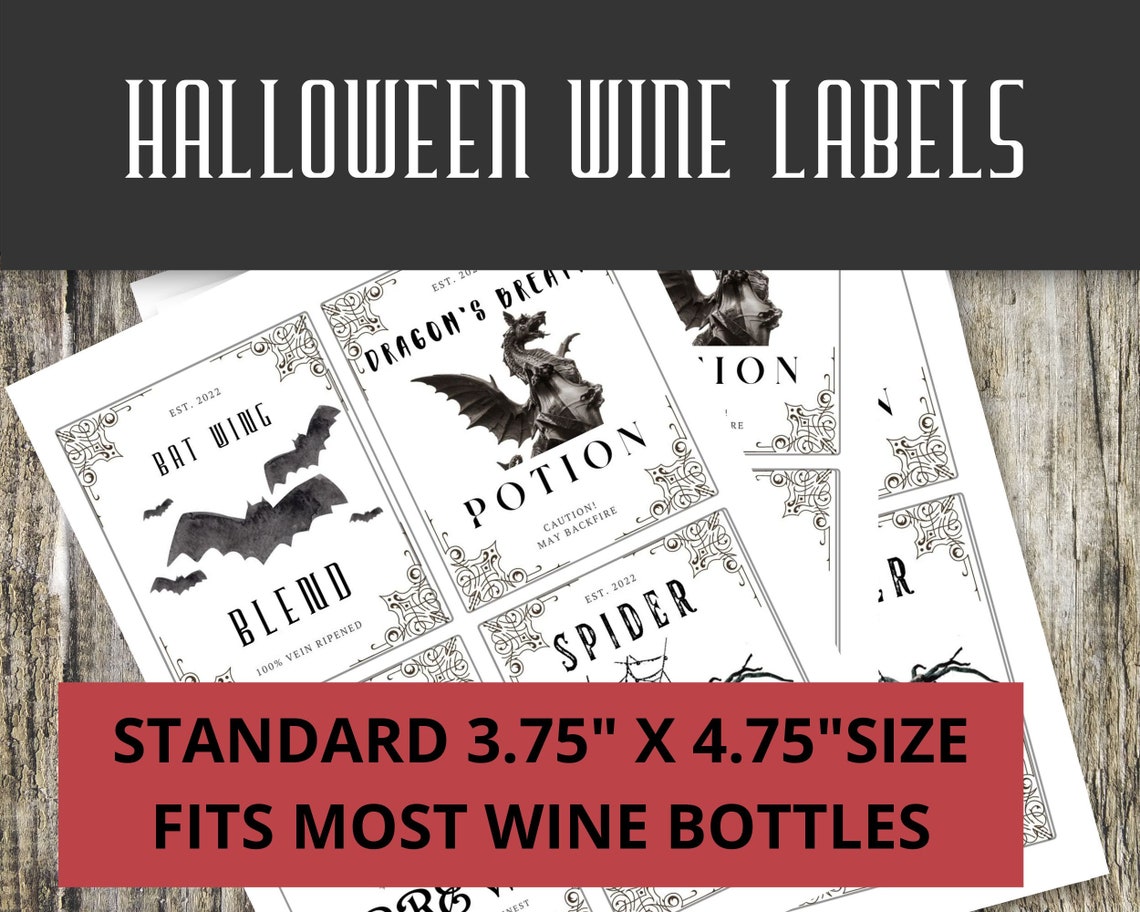 HALLOWEEN WINE Labels/halloween Party/party Favors/spooky Etsy