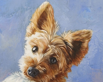 CUSTOM PET Portrait from your photo on gallery wrap canvas Customised dog art Original oil painting Australian Terrier Painting.