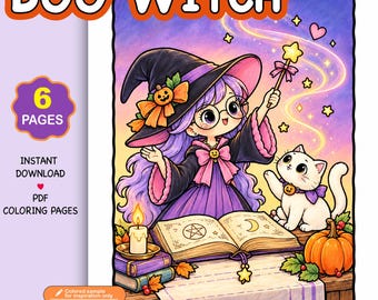 Witch Coloring Pages, Halloween Printable, Bold and Easy, Adults & Teens, 6 PDF Pages