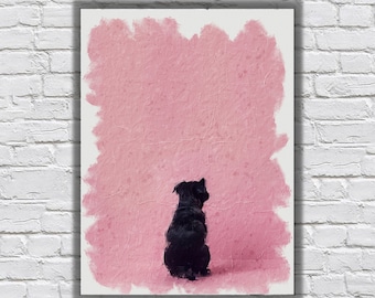 Black Dog Oil Painting Printable - Wall Art Digital Download-Downloadable Digital Print-JPG image-Oilpainting digital printable