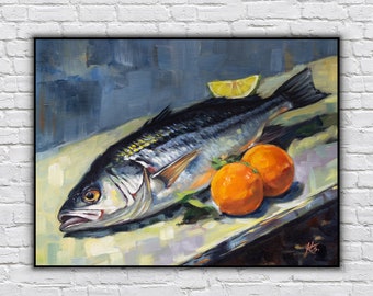 Fish -Art Printable - Original Oil Painting Art - Printable Download -Oil Painting Printable file