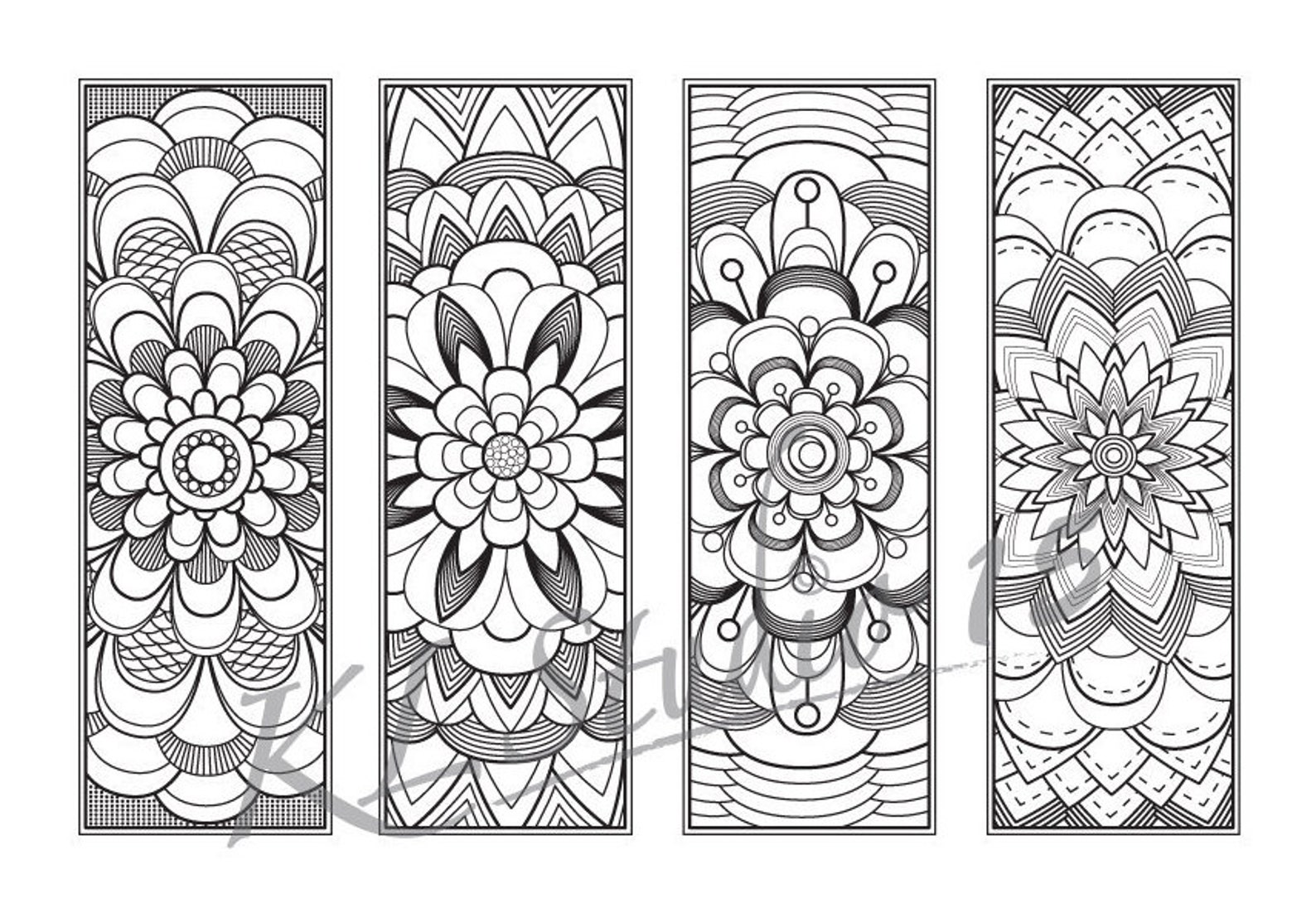 Blooming flower Coloring Bookmarks Page Instant Download | Etsy