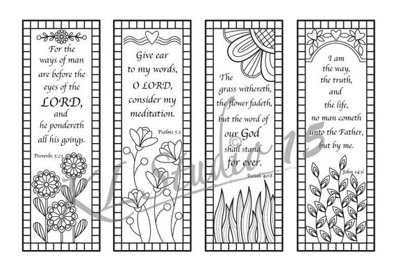 Bible Verse Coloring bookmarks, Instant Download