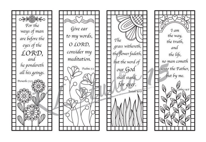 Bible Verse Coloring bookmarks, Instant Download image 1