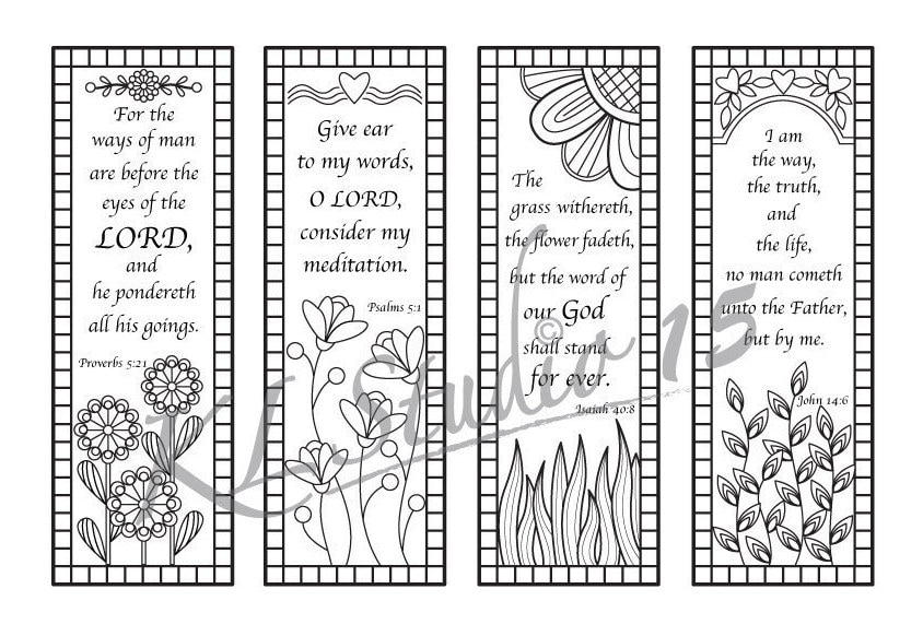 Bible Verse Coloring Bookmarks Instant Download - Etsy UK