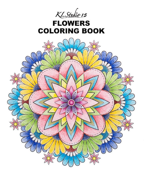 Adult Coloring Book 10 Flowers Coloring Pages , Instant Download, Relax  Flowers Mandala Design to Color for Adult to Print and Color 