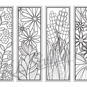 Blossom Coloring Bookmarks Page Instant Download Relax - Etsy