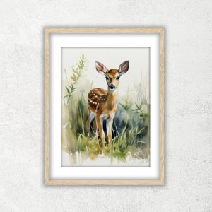 Fawn-3 Watercolor Printable - Wall Art Digital Download-Downloadable Digital Print-JPG image-digital print