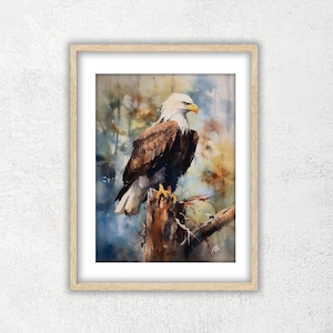 Eagle Watercolor Printable - Wall Art Digital Download-Downloadable Digital Print-JPG image-Watercolor digital printable