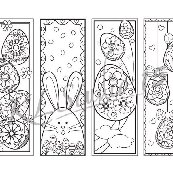 Easter- Coloring Bookmarks Page,  Instant Download, Relax Mandala Designs to Color for Adults to Print and Color
