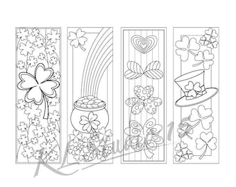 St. Patrick's Day Mandala Lesezeichen zum Ausmalen | Druckbare Glücksklee Designs | Sofort Download