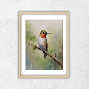 Hummingbird-5 Watercolor Printable - Wall Art Digital Download-Downloadable Digital Print-JPG image-Watercolor digital printable