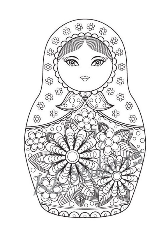 Matryoshka doll Coloring page Instant Download Relax | Etsy