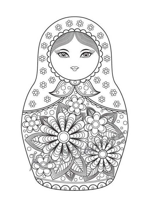 Download Matryoshka doll Coloring page Instant Download Relax | Etsy