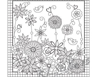 Happy Spring- Coloring page,  Instant Download, Relax coloring page to Color for Adults to Print and Color