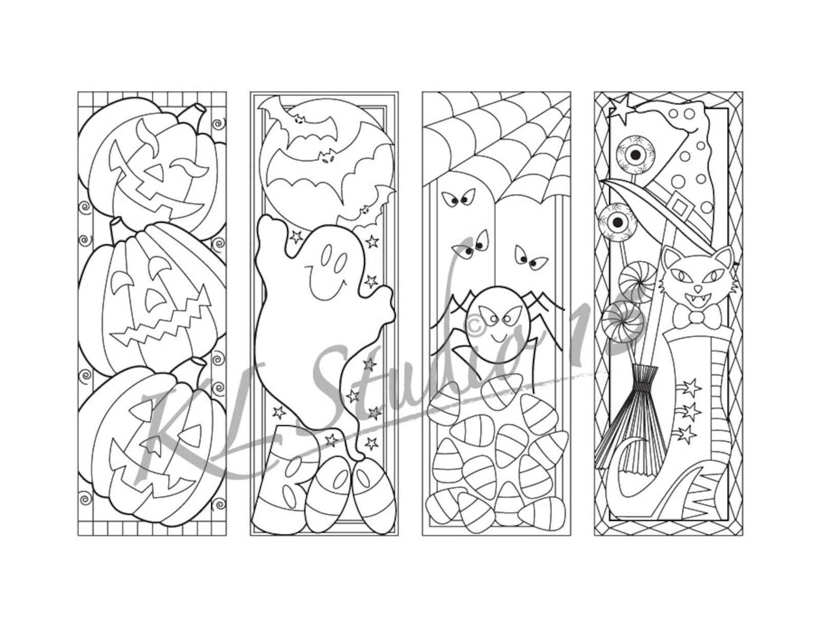 halloween-coloring-bookmarks-page-instant-download-relax-etsy